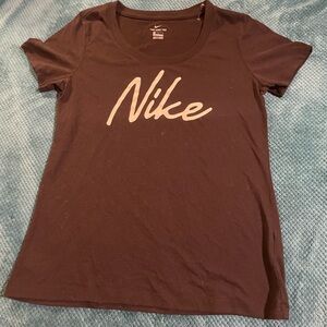 black nike cursive tee shirt